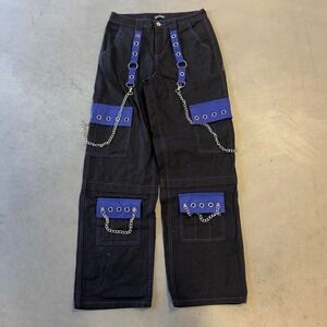 Vintage hot topic Tripp style black purple rave pants